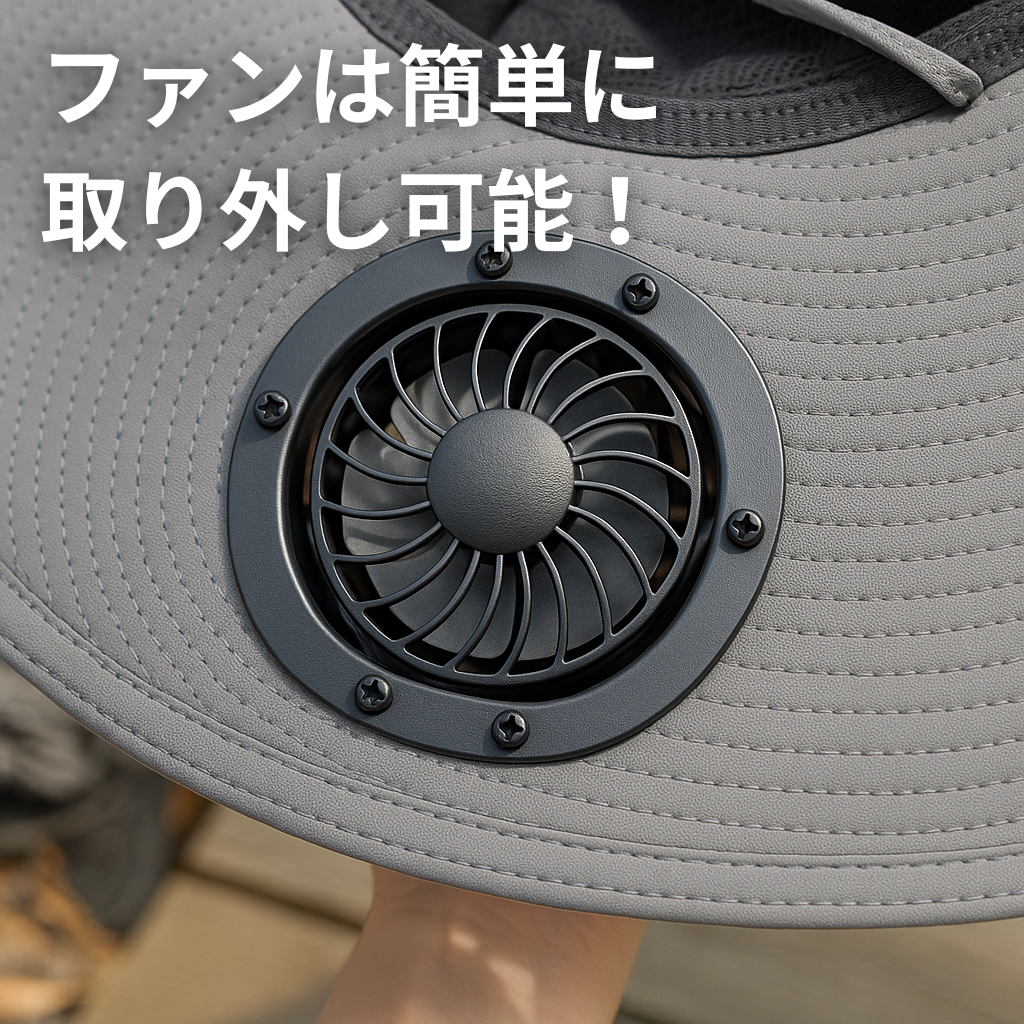 SolarCool ハット™｜扇風機付きソーラー充電サンハット（着脱式）